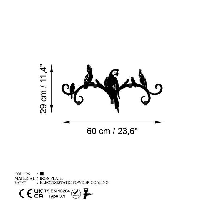 Wallity Gancho de Pared Tropical Negro Wallity Gancho de Pared Tropical Negro